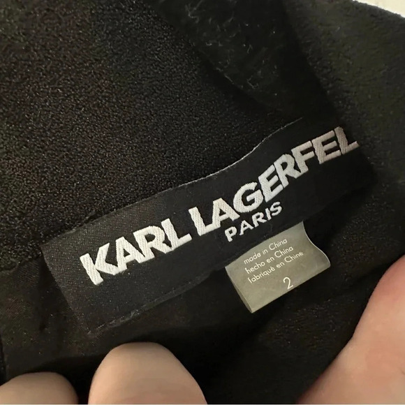 Karl Lagerfeld Sleeveless Black Mock V-Neck Zip Up Dress with Side Slit Sz 2 NWT - Picture 8 of 11